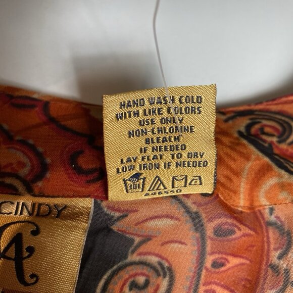 CINDY AMBUEHL QVC Womens Blouse Orange Ruffle Tie Waist Boho Sheer Sz XL NWT - Picture 5 of 11